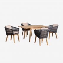 Ensemble de table extensible en bois (90-150x90 cm) Naele et 4 chaises de salle à manger Barker Sklum Gris Anthracite