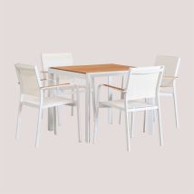 Ensemble table carrée Classic (90x90 cm) et 4 chaises de jardin Archer Sklum Blanc Gardenia
