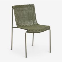 Sklum Revia Esszimmerstuhl Aus Synthetischem Rattan Und Stahl Tiefes Grün Olive