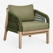 Fauteuil de jardin en bois d'acacia Dubaï Sklum Vert Militaire Clair
