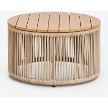 Runder Garten-Couchtisch aus Eisen und geflochtenem Seil Calipso Ø60 cm - Sklum