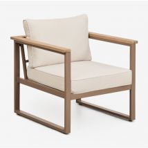Gartensessel aus Aluminium und Akazienholz Lipov Braun Mokka - Sklum