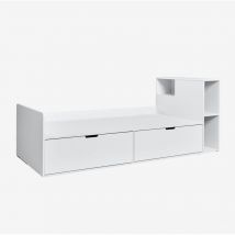 Lit pour Matelas de 90 cm avec 2 Tiroirs et Rangement Janete Kids Sklum Blanc