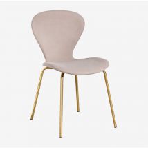 Lot de 4 chaises de salle à manger empilables rembourrées Uit Sklum Nu brun pâle Doré