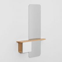 Sklum - Console d'entrée 80x120 cm en mdf avec miroir Varna Blanc - Bois Naturel