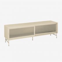 Sklum - Mueble tv 180x40 cm en acero y cristal Paoline