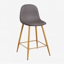 Sklum - 4er-Pack Glamm-Hocker aus Kunstleder ↑65 cm Grau Anthrazit Natürliches Holz