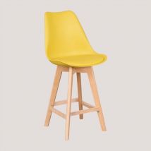 Sklum 4er-pack Hohe Hocker 65 Cm Mit Nordischem Kunstlederkissen Gelb Curry