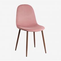 Confezione da 4 sedie da pranzo in velluto Glamm Blush Legno scuro - Sklum
