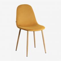 SKLUM Confezione da 4 sedie da pranzo in velluto Glamm Mostarda Legno naturale