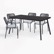 Sklum - Set de mesa rectangular 160x90 cm y 4 sillas de jardín apilables en aluminio Arhiza