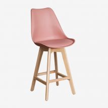 Sklum - Pack de 4 tabourets hauts 65 cm avec coussin en similicuir Nordic Rosé