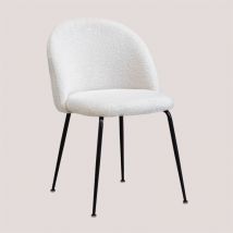 Pack de 2 Chaises de Salle à Manger en Chenille Kana Design Sklum Blanc Noir