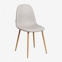 Pack de 2 chaises de salle à manger en similicuir Glamm Sklum Gris Taupe Clair Bois naturel