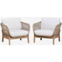 Pack de 2 fauteuils de jardin en aluminium et bois d'acacia Karvia Sklum