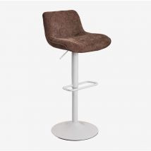 Pack de 2 tabourets hauts réglables avec dossier en métal et tissu Igarasi Sklum Marron Chocolat - Blanc