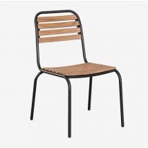 Pack de 4 chaises de jardin empilables en acier et bois d'acacia Artus Sklum Noir