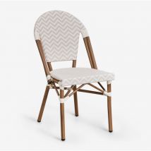 Pack de 4 chaises de jardin empilables en aluminium et rotin synthétique Brielle Bistro Sklum Beige nude - Blanc Gardenia