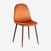 Pack de 4 chaises de salle à manger en velours Glamm Sklum xido Bois foncé