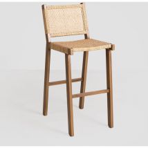 Pack de 4 tabourets hauts 75 cm en rotin synthétique Ori Sklum naturel
