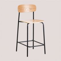 Sklum - Pack de 4 taburetes altos apilables 65cm en hierro y madera Wilpier