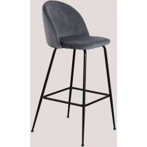 Pack de 4 taburetes altos en terciopelo Kana Design Sklum Gris Negro