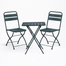 Set tavolo da giardino Janti (60x60 cm) e 2 sedie pieghevoli Verde Jungle - Sklum