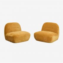 Packung mit 2 Sernin Chenille-Drehsesseln Sandbraun - Sklum