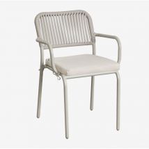 2er-Pack stapelbare Gartenstühle mit Armlehnen aus Aluminium und geflochtenem Seil Arhiza Grün Caqui - Sklum