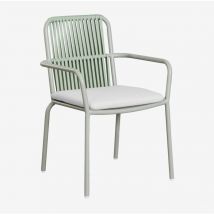 Sklum - 4er-Pack stapelbare Gartenstühle mit Armlehnen aus Alberta-Aluminium Grün Caqui