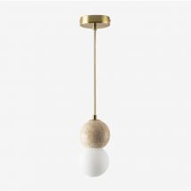 Plafonnier boule de cristal en travertin Davise Sklum Doré