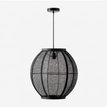 Plafonnier en Lin Ziyec Sklum Noir Ø45 cm