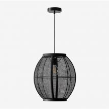 Plafonnier en Lin Ziyec Sklum Noir Ø35 cm
