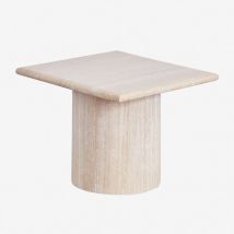 Quadratischer Nachttisch aus Lausane-Travertin 55 x 55 cm - Sklum