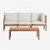 Salon de jardin avec canapé 3 places et table basse en bois d'acacia Melvin Sklum