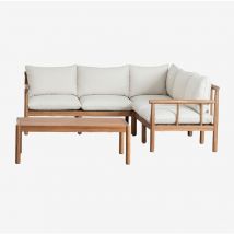 Salon de jardin avec canapé d'angle 5 places et table basse en bois d'acacia Melvin Sklum