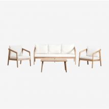 Salon de jardin en bois d'acacia Kaela avec canapé, 2 fauteuils et table basse Sklum