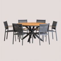 Sklum - Set de Mesa Redonda (Ø140 cm) y 6 Sillas de Jardín Archer