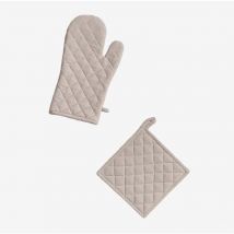 SKLUM Set Guanto da forno e Panno Nedeliya Grigio sabbia
