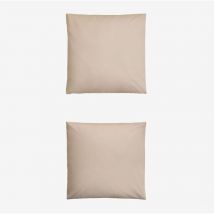 Sklum - Set mit 2 Kissenbezügen aus Lesia-Baumwollperkal mit einer Fadenzahl von 180 Beige Tapioca 60 x 60 cm