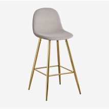 Sgabello alto Glamm in velluto ↑75 cm Grigio Talpa Dorato - Sklum