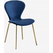 Stapelbarer Esszimmerstuhl aus Samt Uit Blau Gold - Sklum