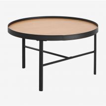 Table basse ronde en bois et acier (Ø60 cm) Gomera Sklum Marron Bois Naturel