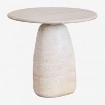 Table d'appoint ronde en ciment aspect travertin Grebik Sklum