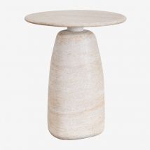 Table d'appoint ronde en ciment aspect travertin Grebik Sklum
