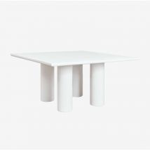Table de jardin carrée 150x150 cm en ciment de Lisbonne Sklum Blanc
