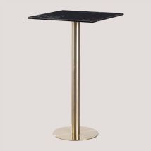 Table Haute de Bar Carrée en Marbre (60x60 cm) Cosmopolitan Sklum Or champagne