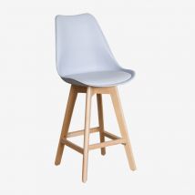 Tabouret haut avec coussin en similicuir Nordic SKLUM Gris dauphin ↑65 cm