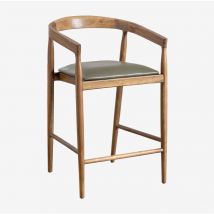 Sklum - Tabouret haut en cuir (70 cm) Visby Vert Militaire