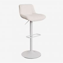 SKLUM Verstellbarer Hochhocker mit Metallrückenlehne und Igarasi-Stoff Weiss - Braun Tapioca